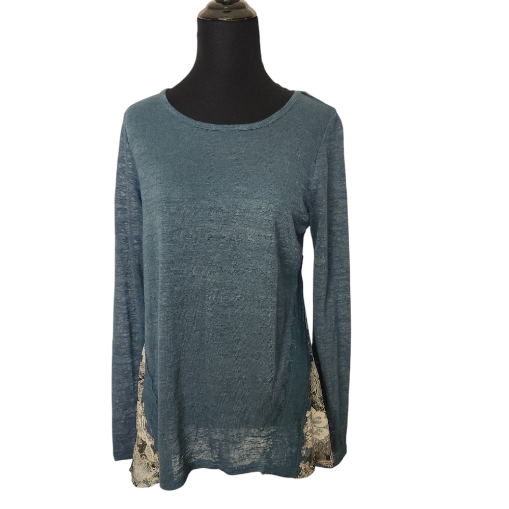 NWT Xhilaration Dark Teal and Lace‎ Long Sleeve Top Size Medium